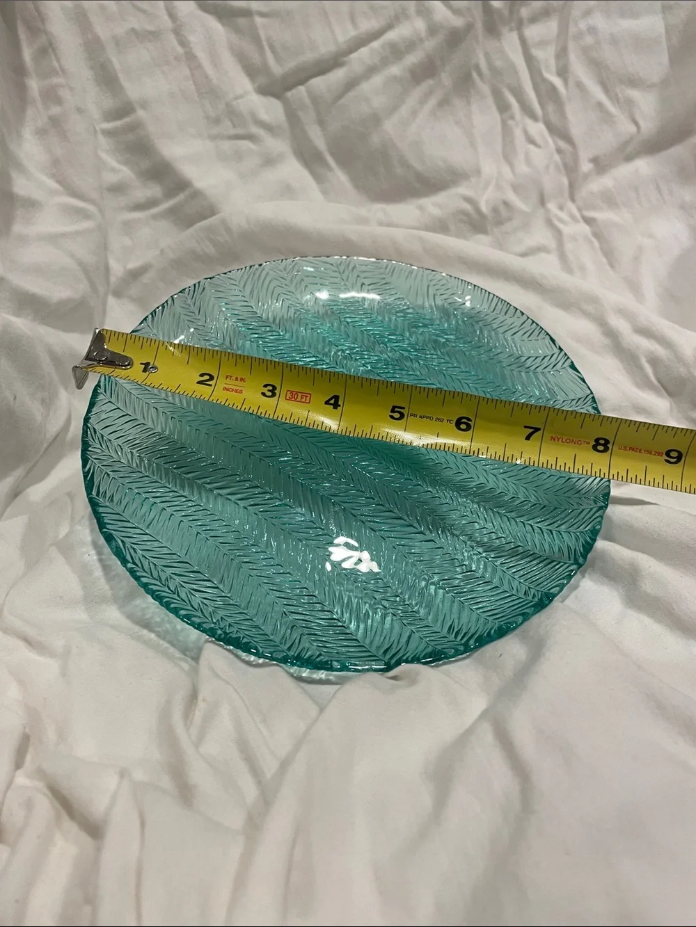 Vintage Arcoroc Textured Glass Serving Plate - Teal